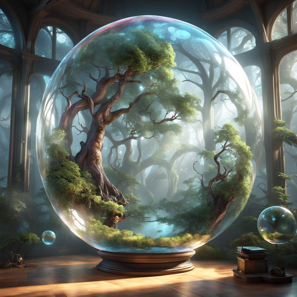 Soap Bubble Forest: Hyperrealistic Sci-Fi ZBrush Art