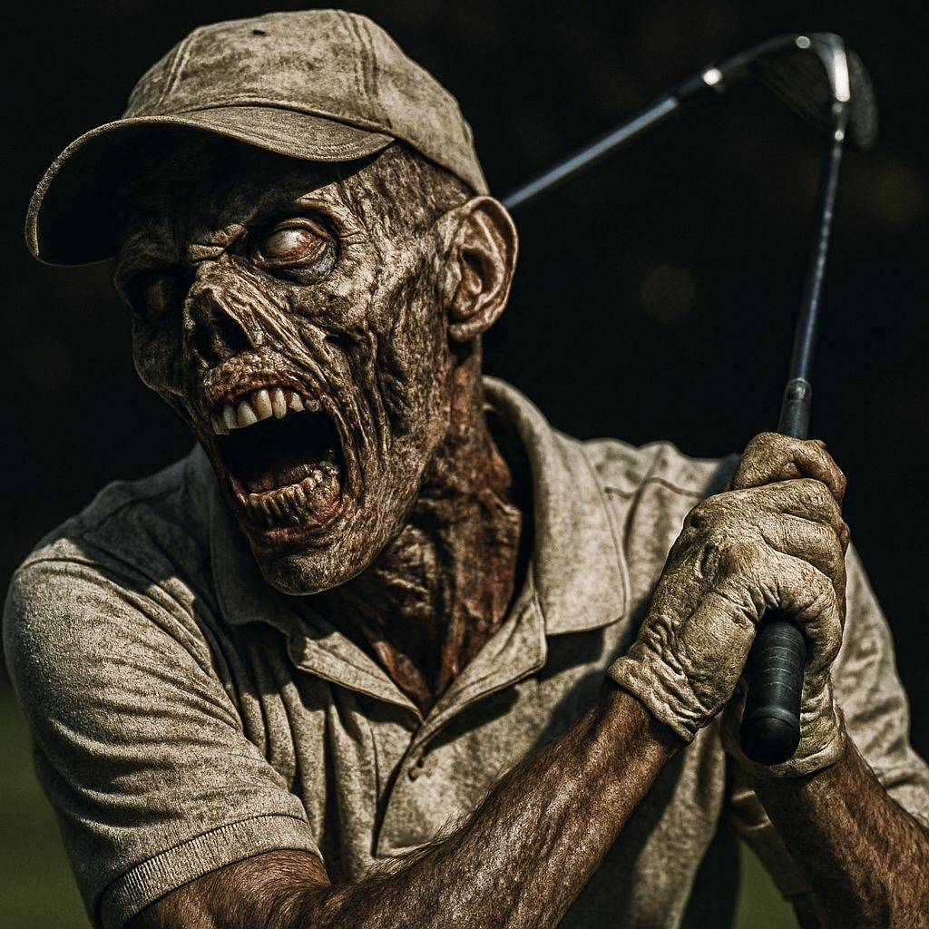 Hyper-Realistic Zombie Golfer in Extreme Detail