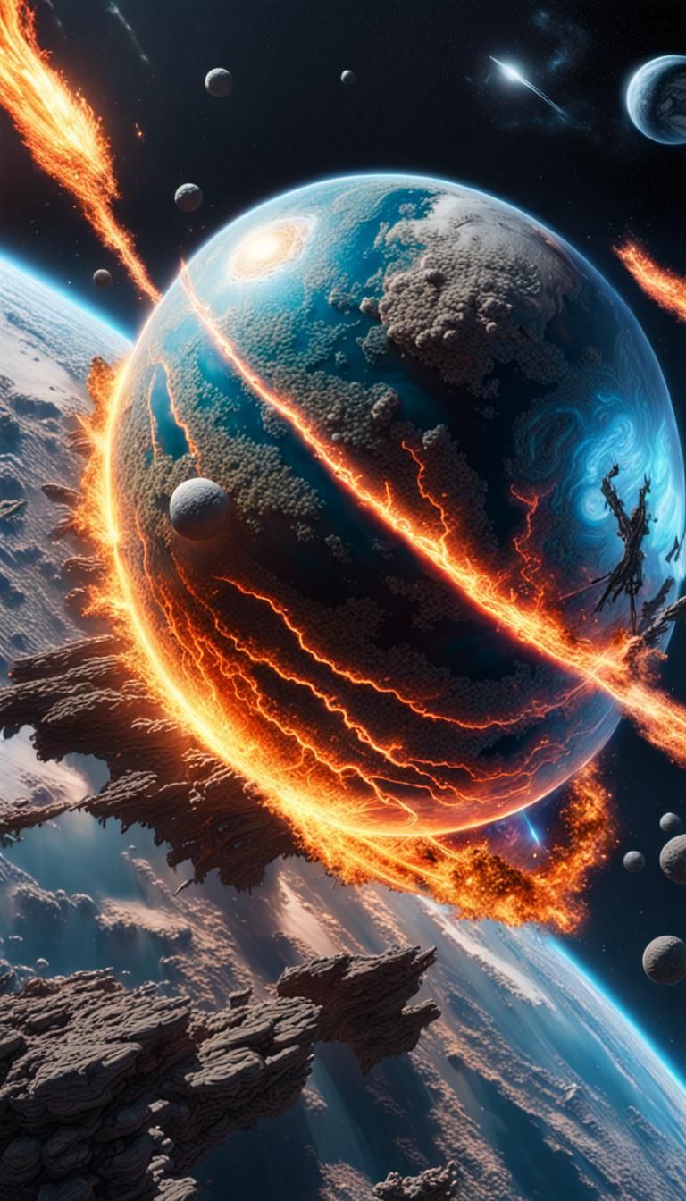 Saiyans Destroy Planets in Space: Manga Style