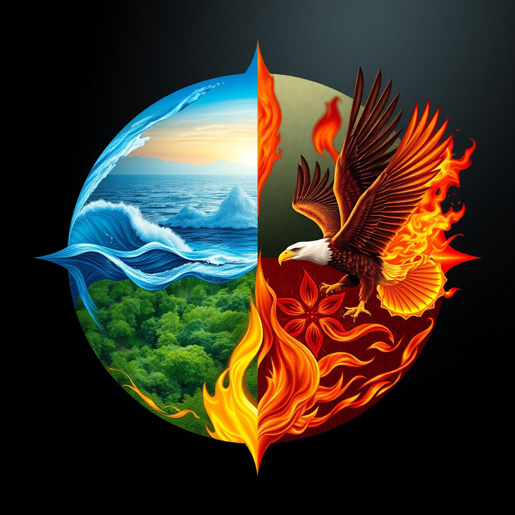 Fantasy Four Elements in Photorealistic Style