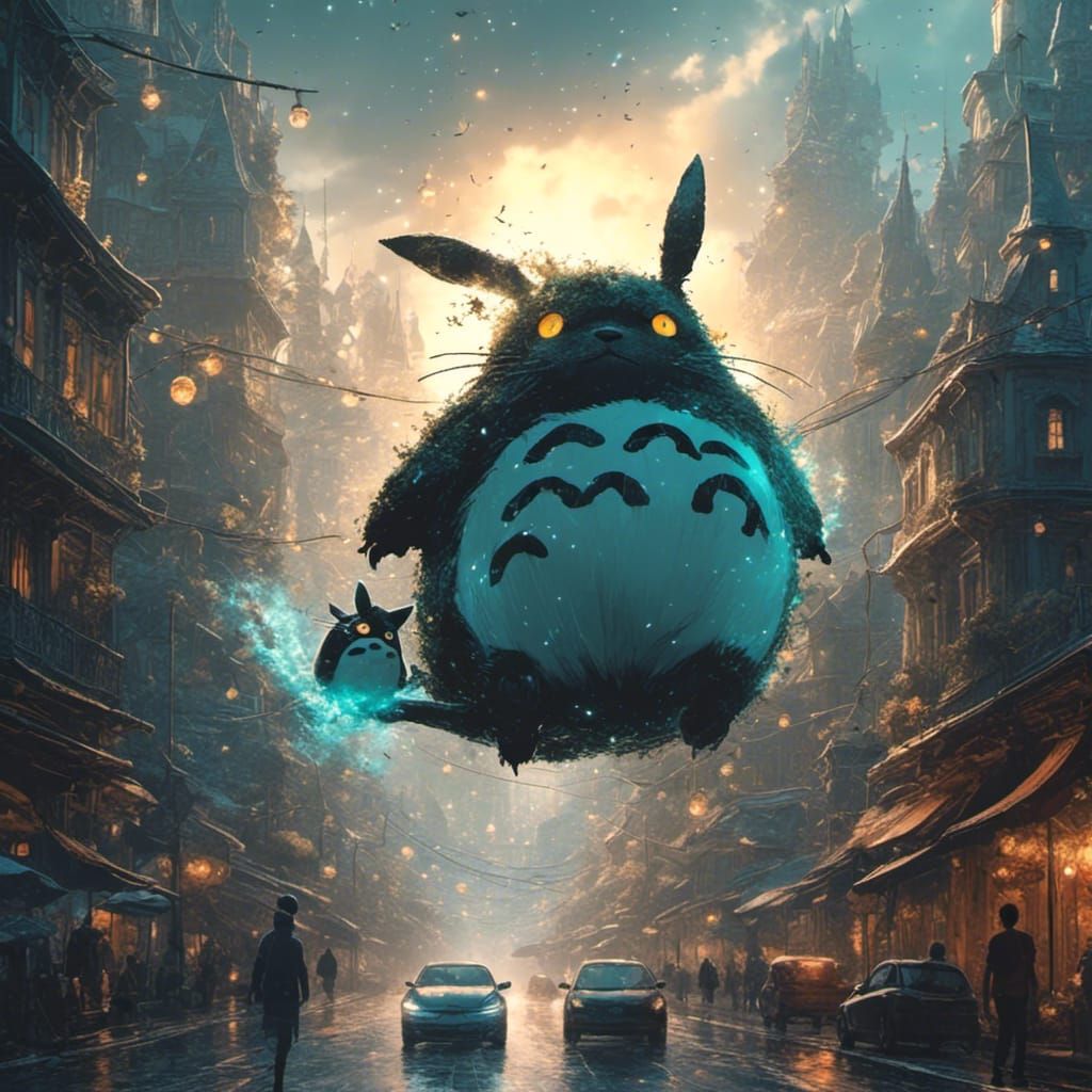 Totoro Takes Flight Through City Streets