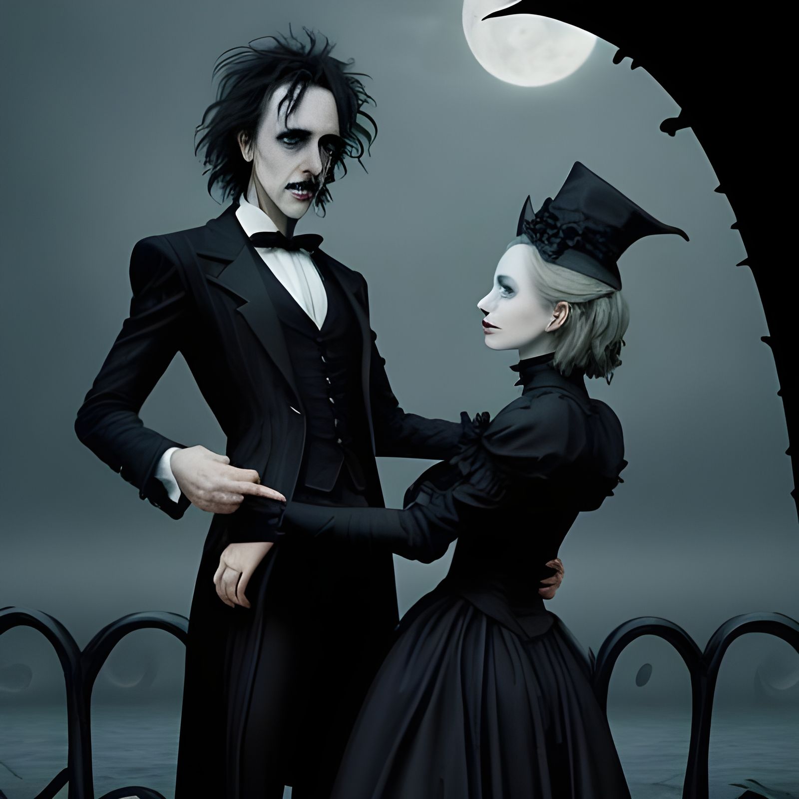Gothic Dark Academia Art in Tim Burton Style