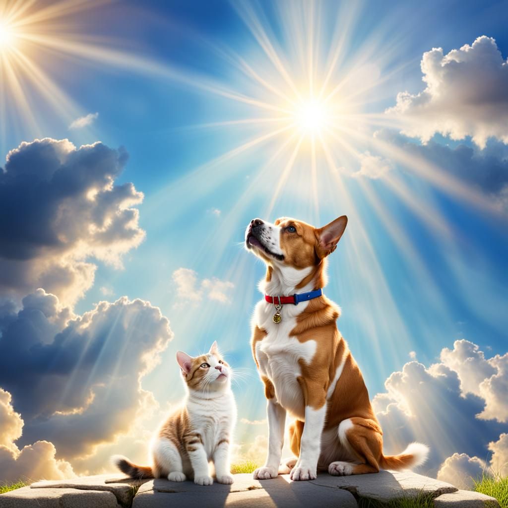 Dog and Cat in Divine Sunshine