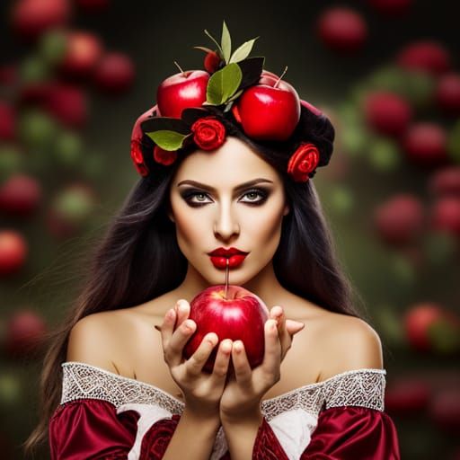 Witch Queen with Red Apples and Crown