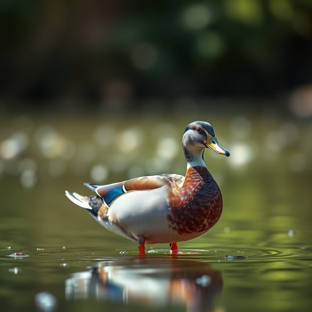 Duck Portrait with Bokeh, Natural Lighting