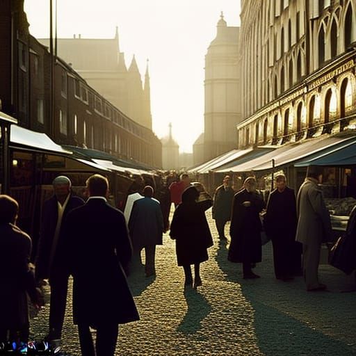 London Market at Dawn: High-Detail Photographic Image