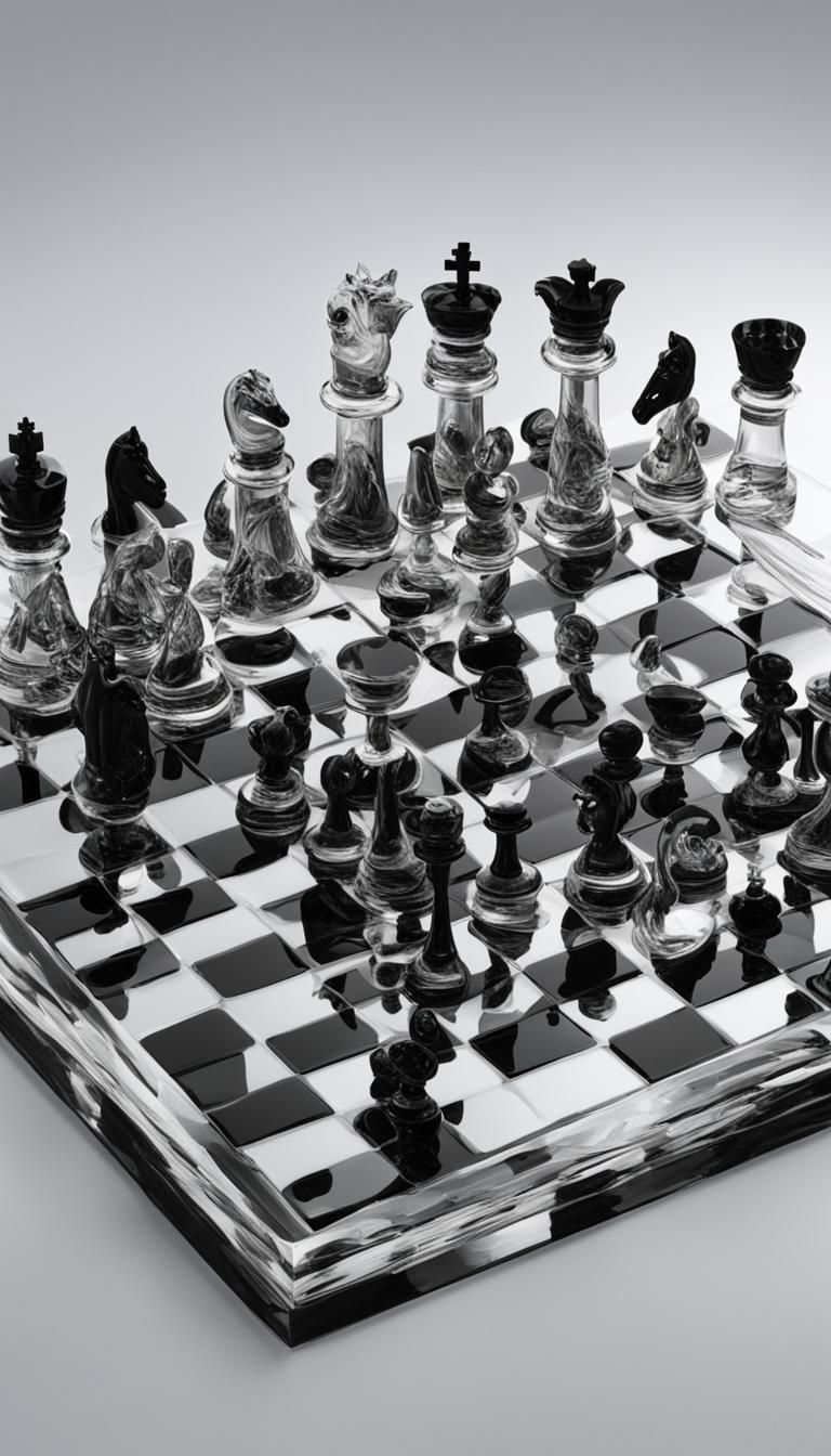 Elegant Glass Chess Set with Transparent Pieces