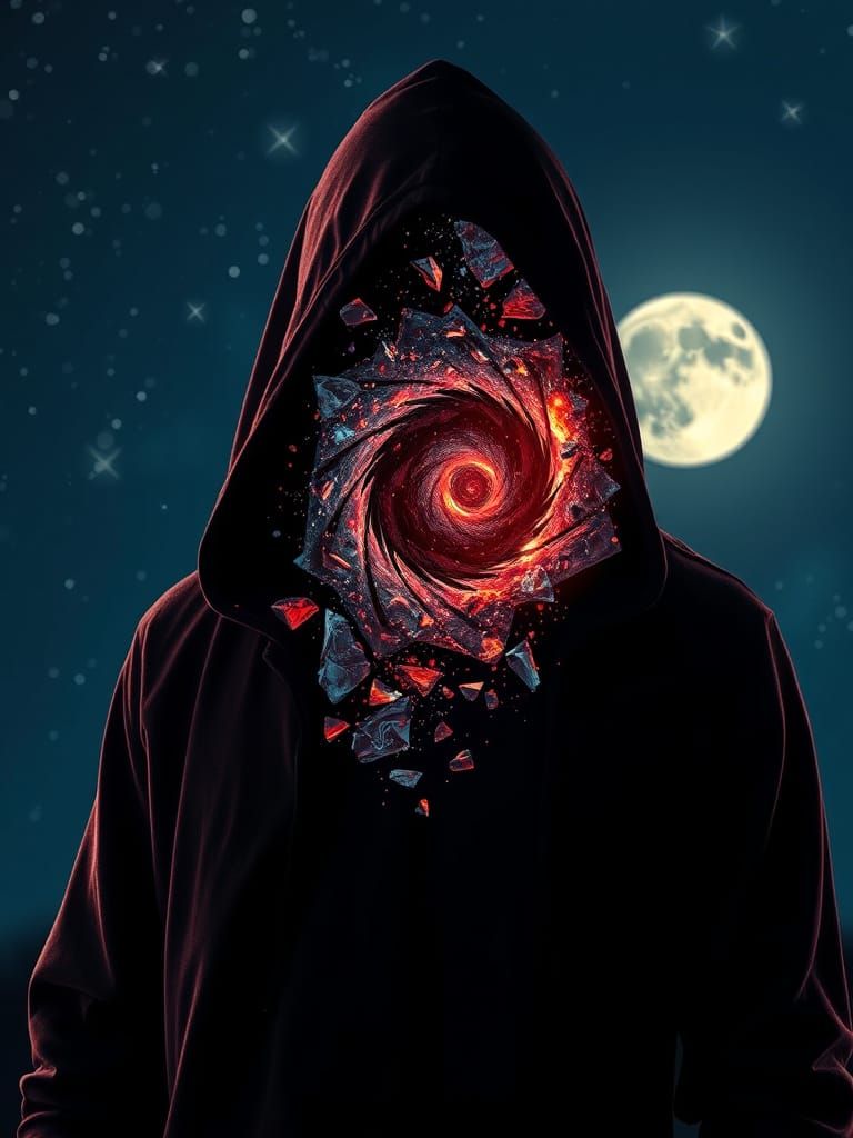 Cloaked Figure Under Galaxycore Sky