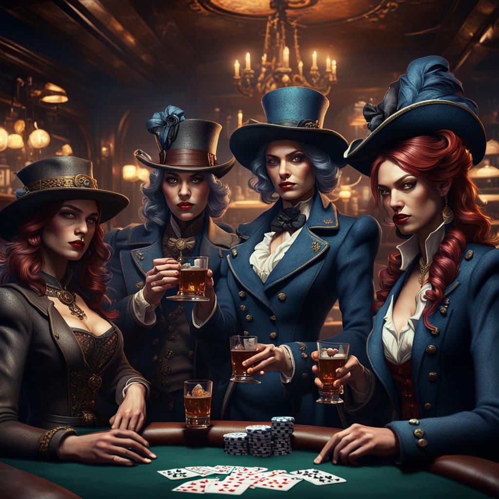 Saloon Poker Game in Detailed Matte Painting Style
