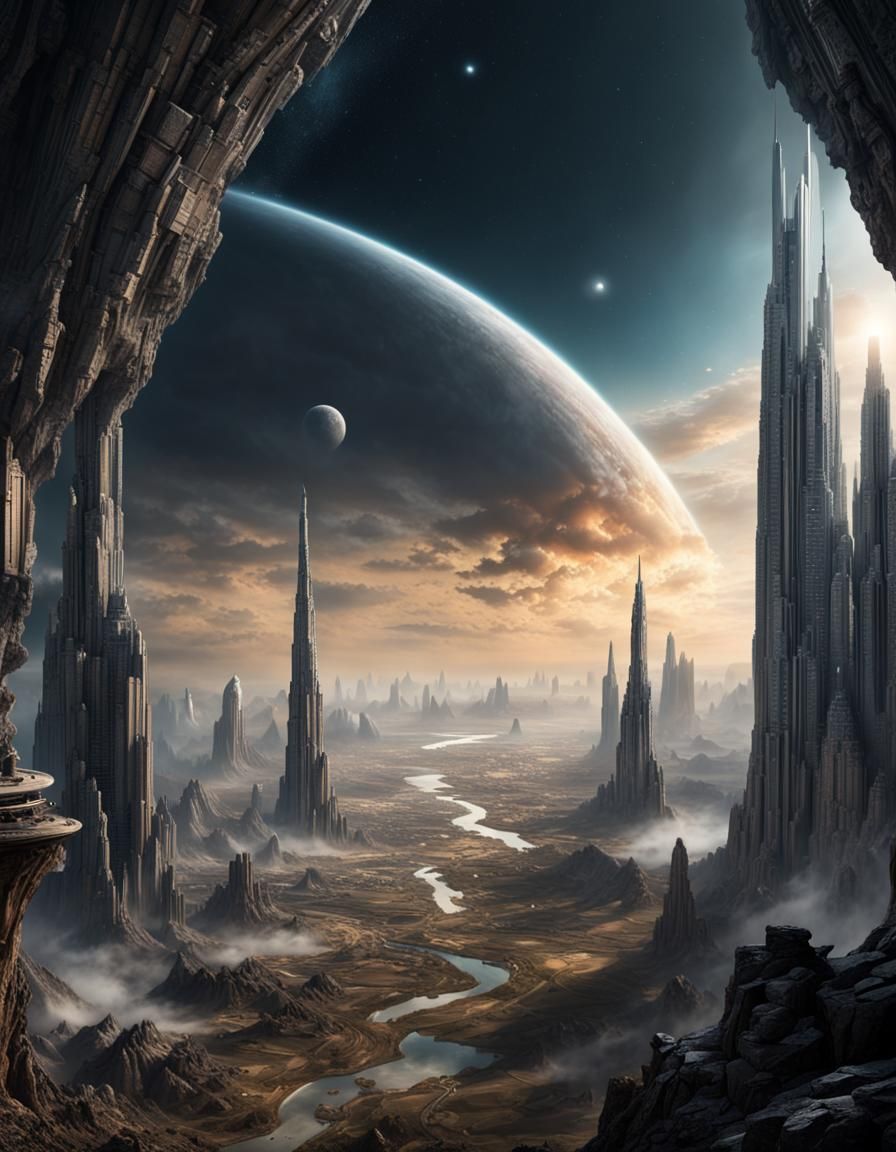 Cosmic Hyperrealistic Science Fiction Digital Matte Painting