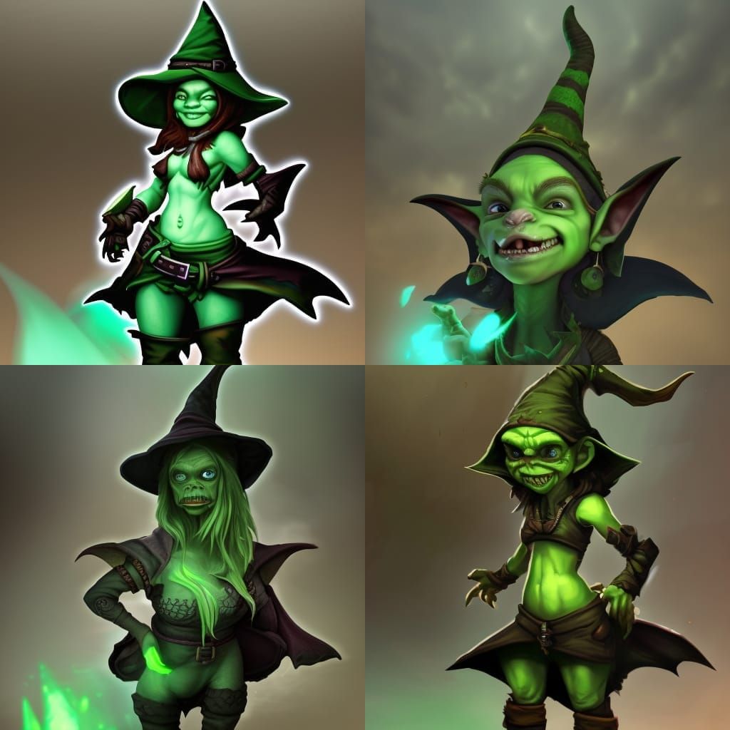 Cute Goblin Witch Alchemist Portrait in Dark Fantasy
