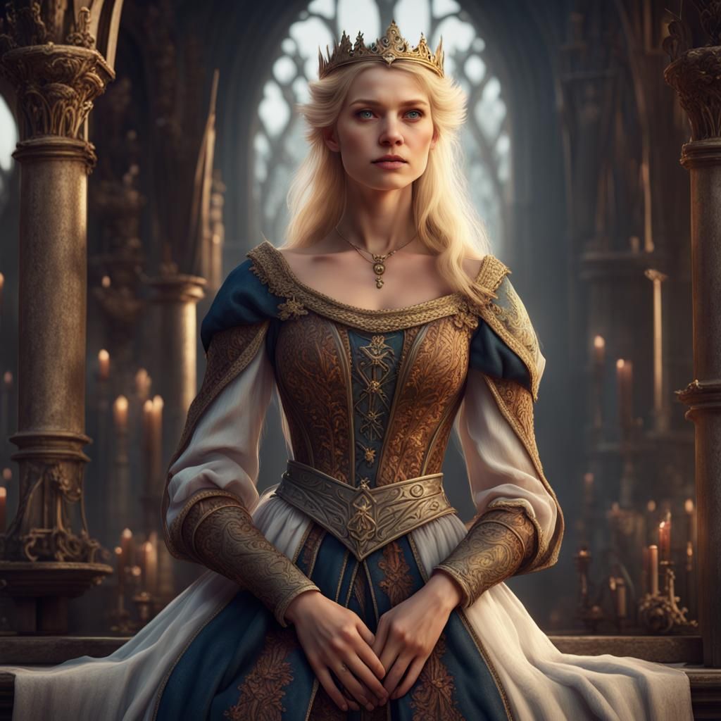 Blonde Nordic Princess in Medieval Dress: Fantasy Art