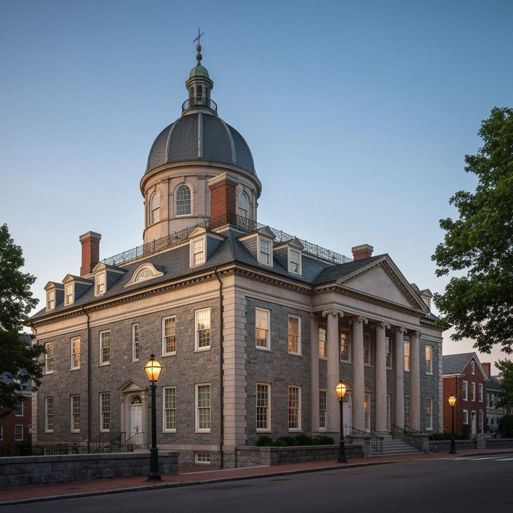 Colonial Building With Domed Roof in Classical Style