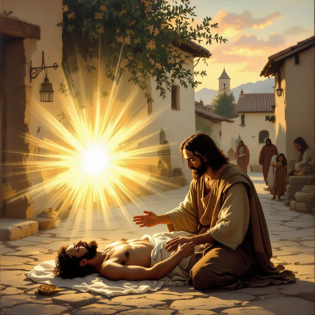 Jesus Heals a Man in Renaissance Style