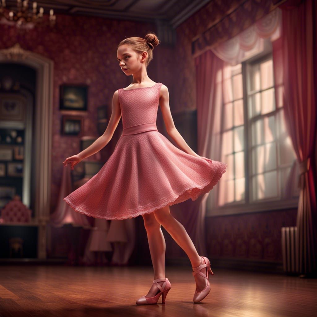 Hyperrealistic Image of a Young Dancer in Pink