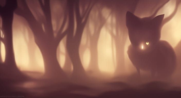 Ethereal Cat Ghost in Atmospheric Lighting