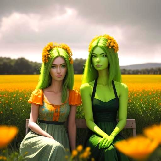 Two Cute Female Aliens on a Date