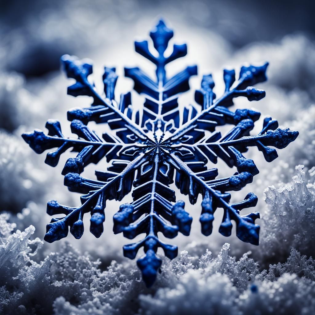 Detailed Snowflake Macro in Lazurite Colors