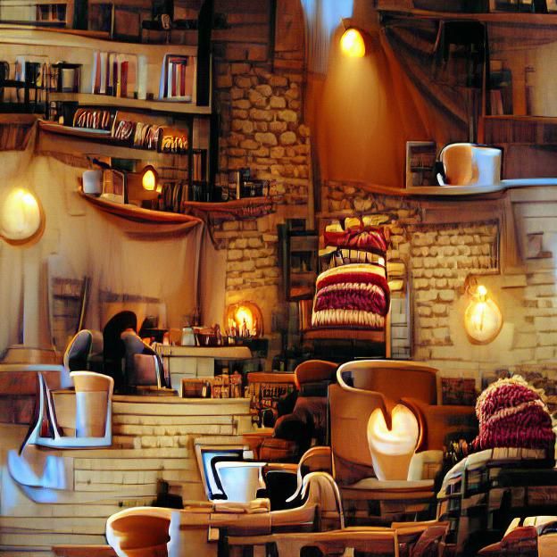 Inviting Coffee Shop Interior in 3D Style