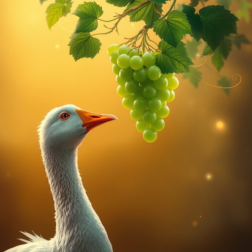 Goose Gazing at Grapes, Fantasy Concept Art