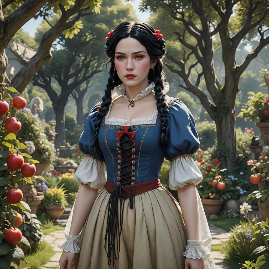 Snow White Portrait in Arthur Rackham Style