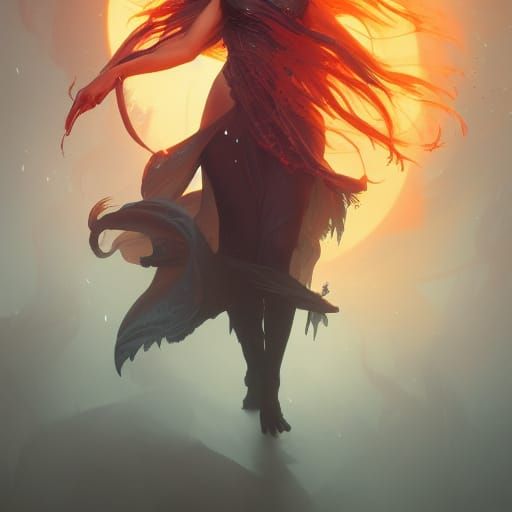 Nightmare Witch Concept Art in Art Nouveau Style