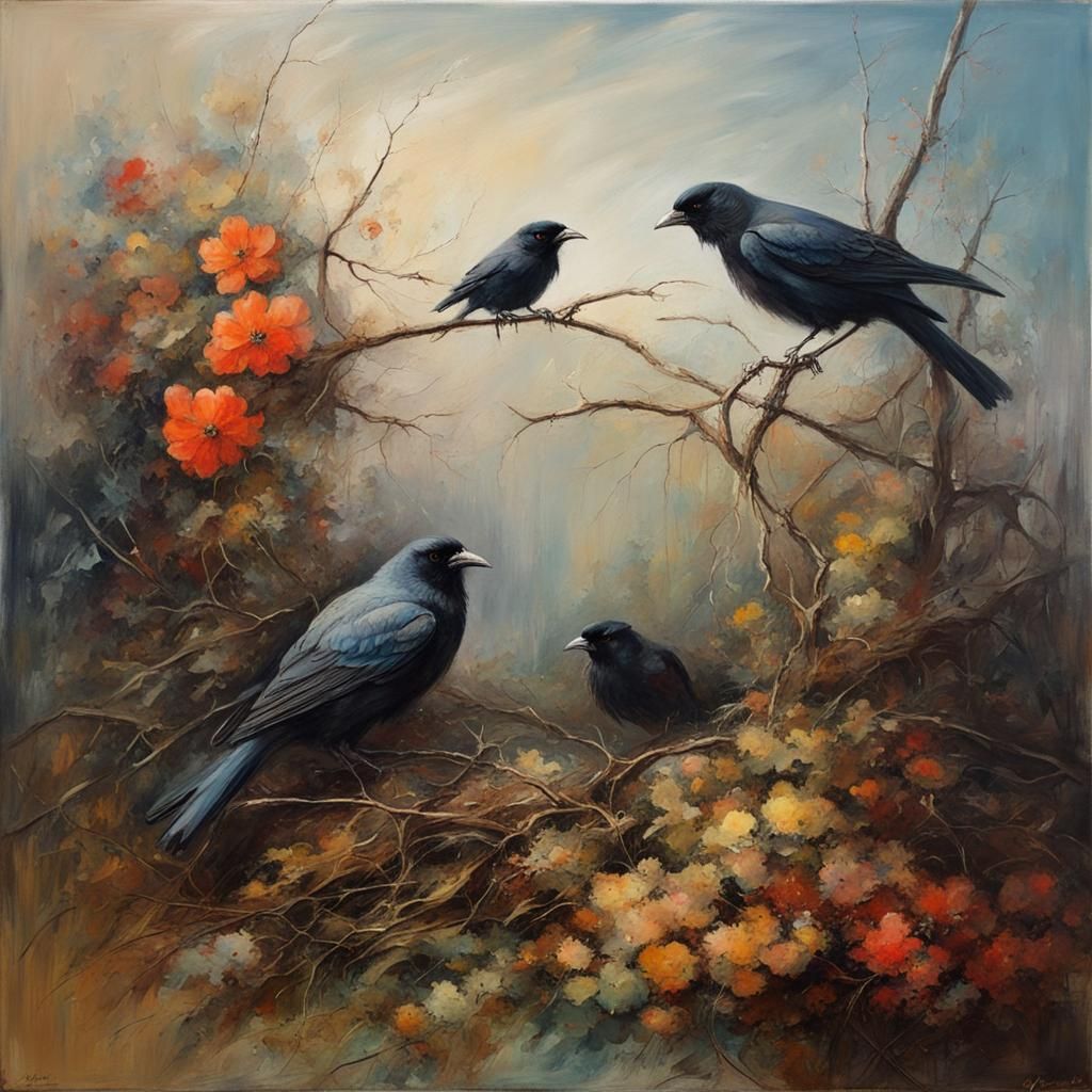 Secret Flower Garden Inspired by Savrasov's The Rooks Have A...