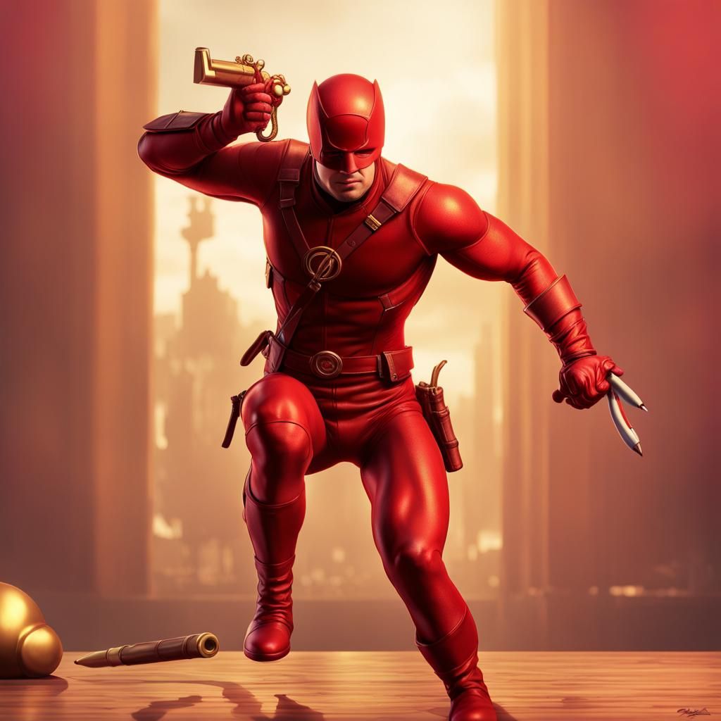 Daredevil with Flintlock and Pencil: Pixar-Style 3D Art