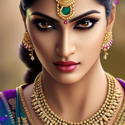 Dynamic Bollywood Dance Portrait in Digital Matte Painting