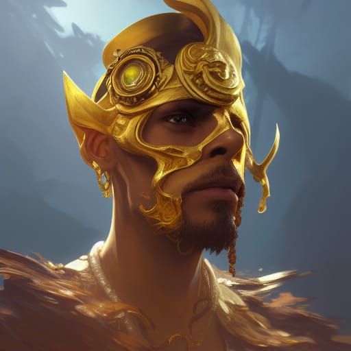 Golden Pirate Portrait in Hyperdetailed Digital Art Style