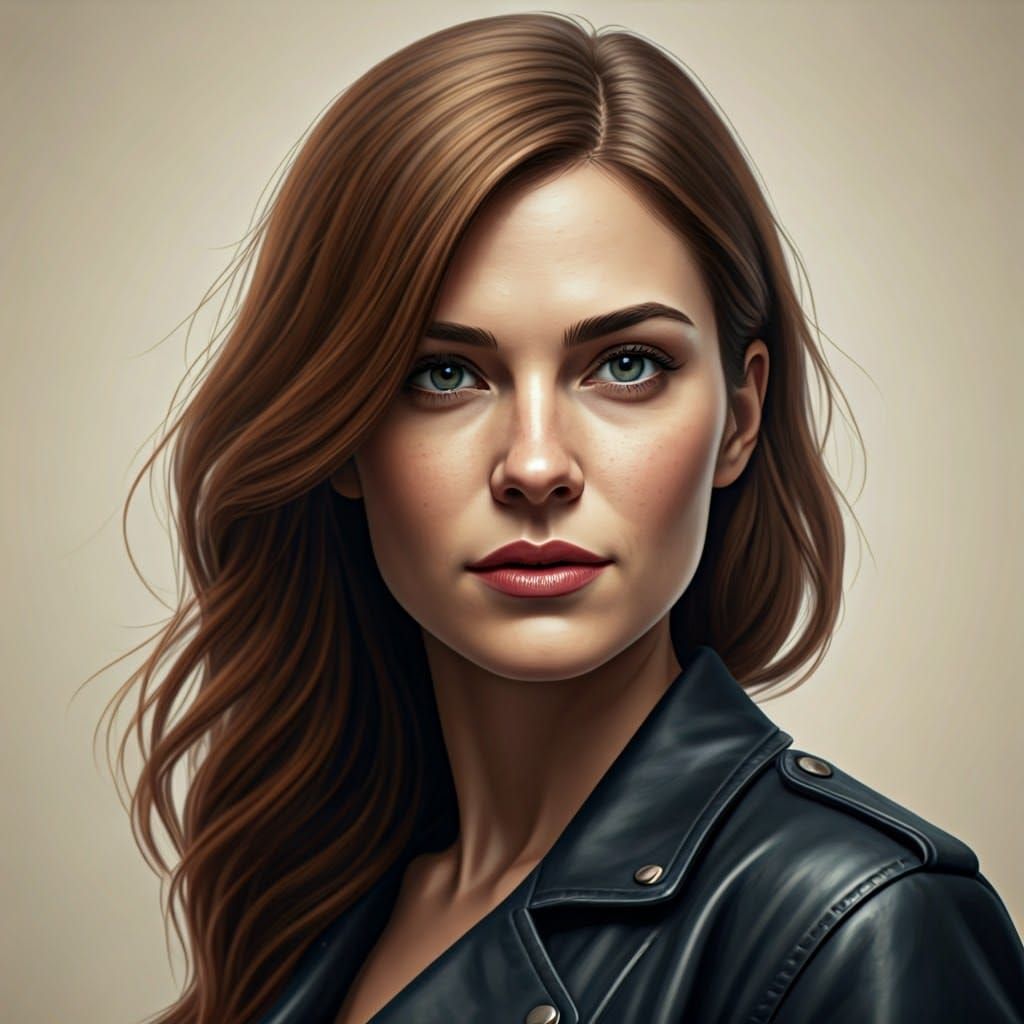 Ethereal Whispers: Portrait in Ink and Tea Wash Style