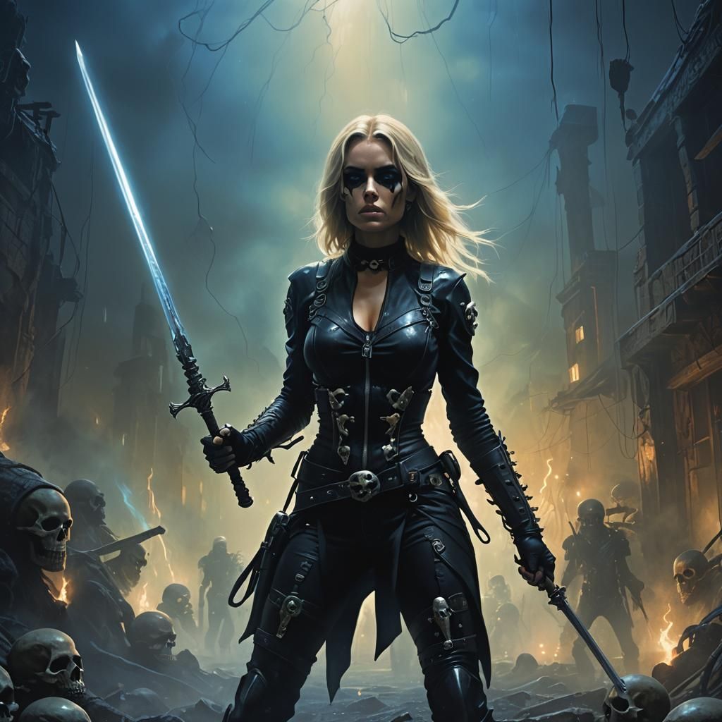 Dark Fantasy Woman with Whip in Matte Painting Style