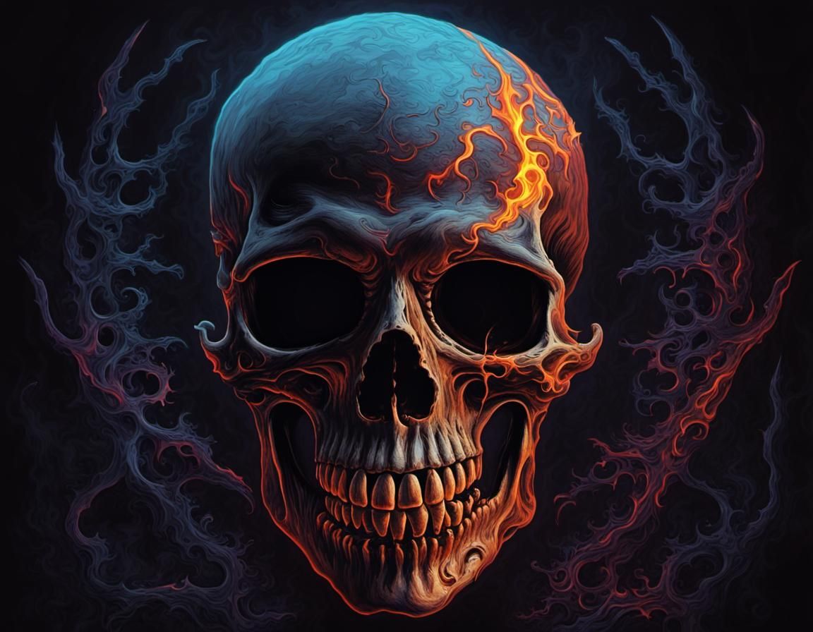 Flaming Skull: Dark Horror Concept Art