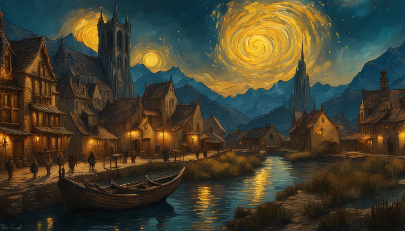 Gods Celebrate Peace in Van Gogh Style