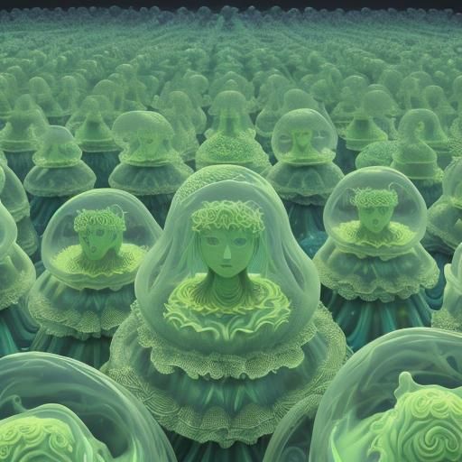 Volumetric Fractal of Gelatinous Maiden Figures