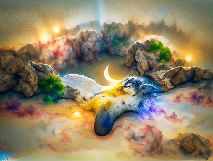 Sleepy Celestial Watercolor Concept Art in 8k