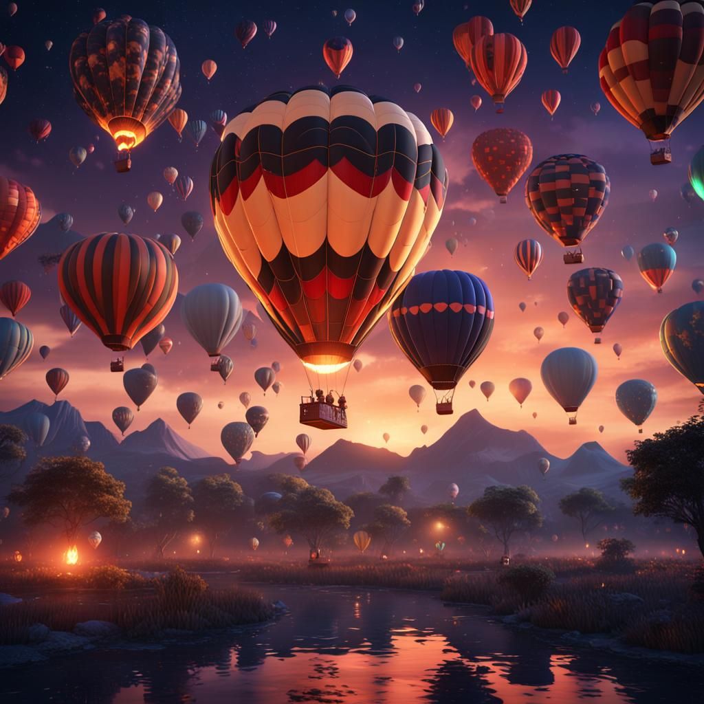 Fantastical Hot Air Balloons at Night