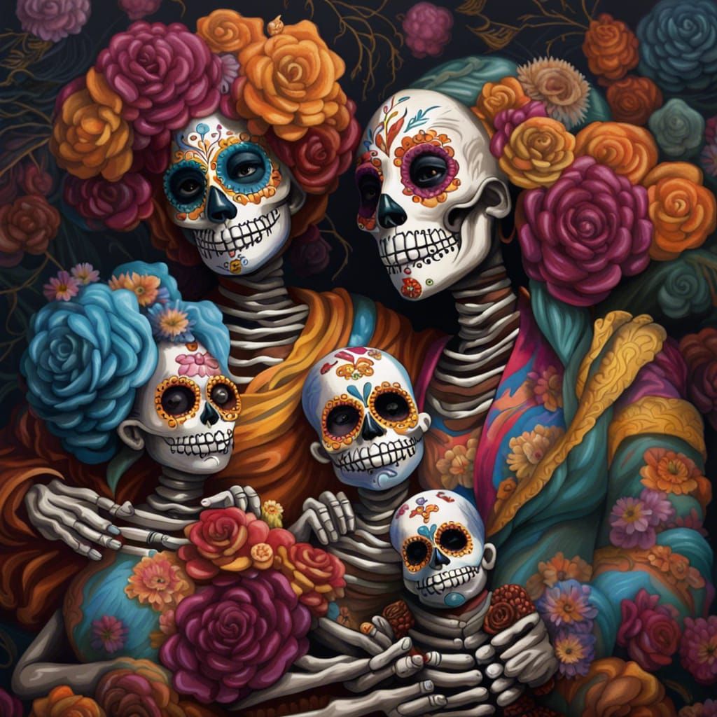 Dia de los Muertos family portrait