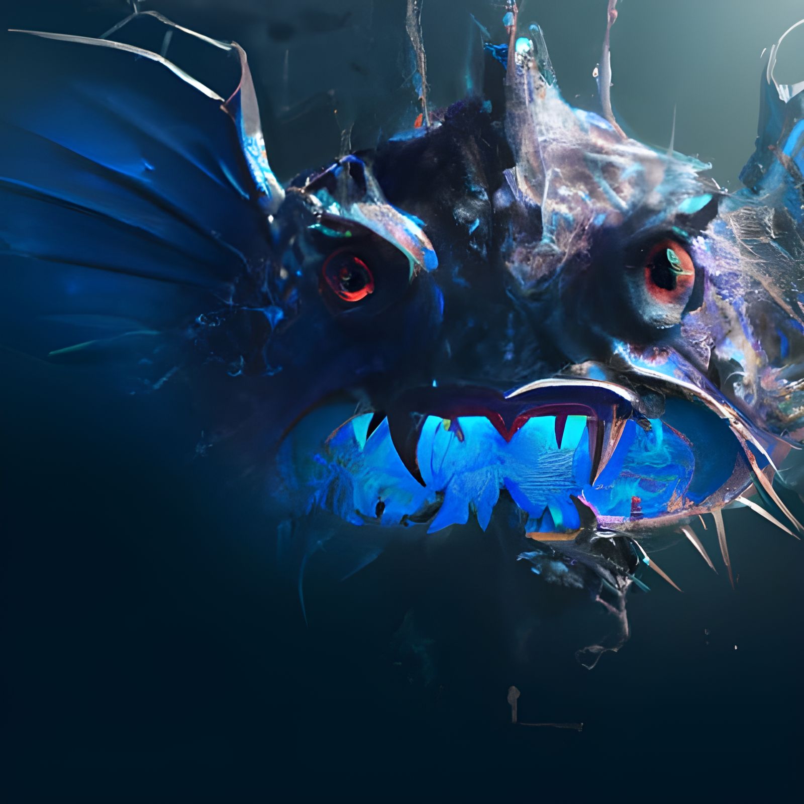 Menacing Anglerfish in Dark Ocean Depths