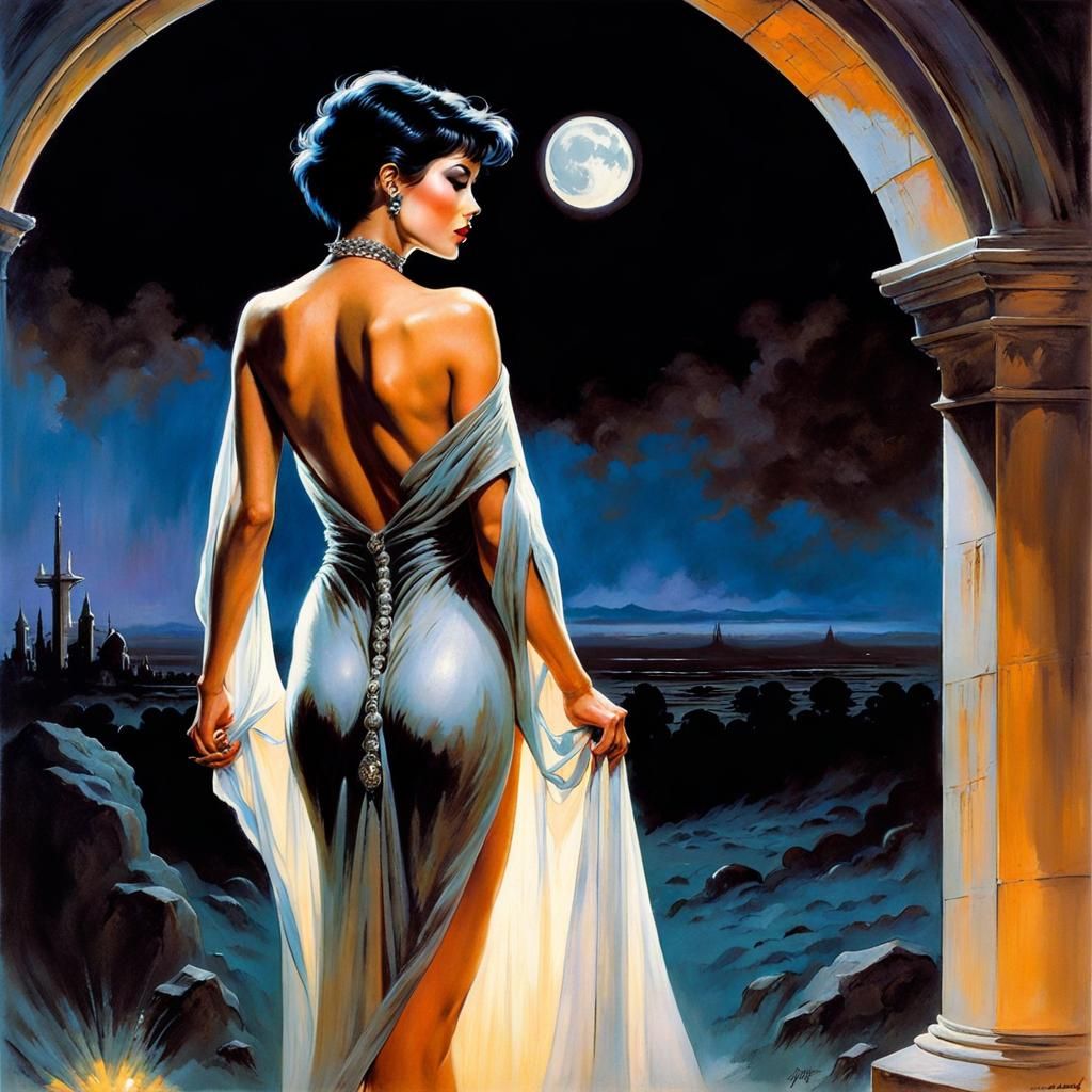 Gothic Woman Portrait in 90s Comic Book Style