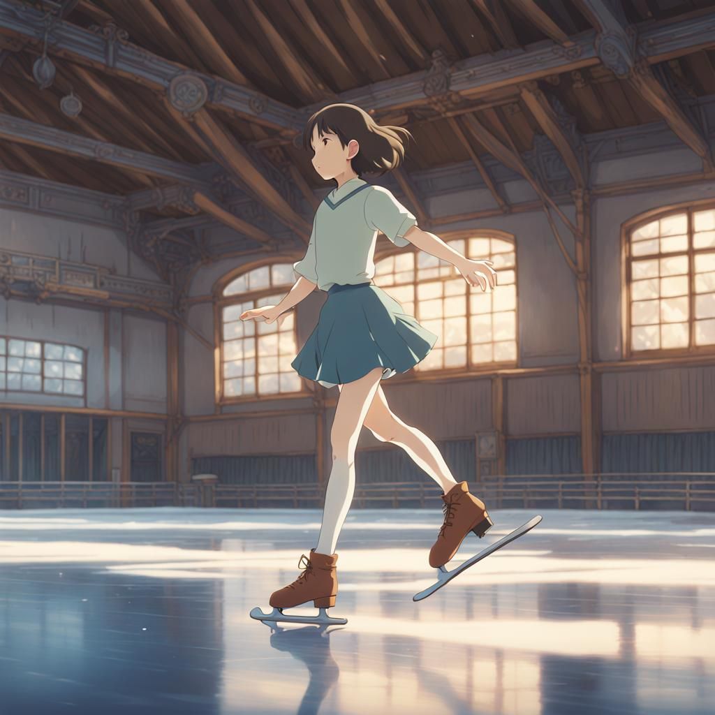 Anime Figure Skater in Ghibli Style