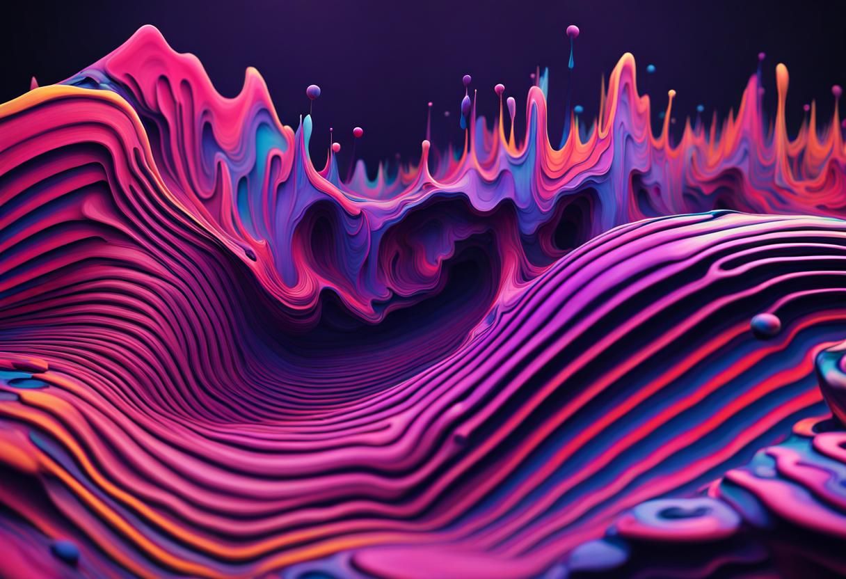 Colorful Abstract Soundwave Landscape Graffiti Art