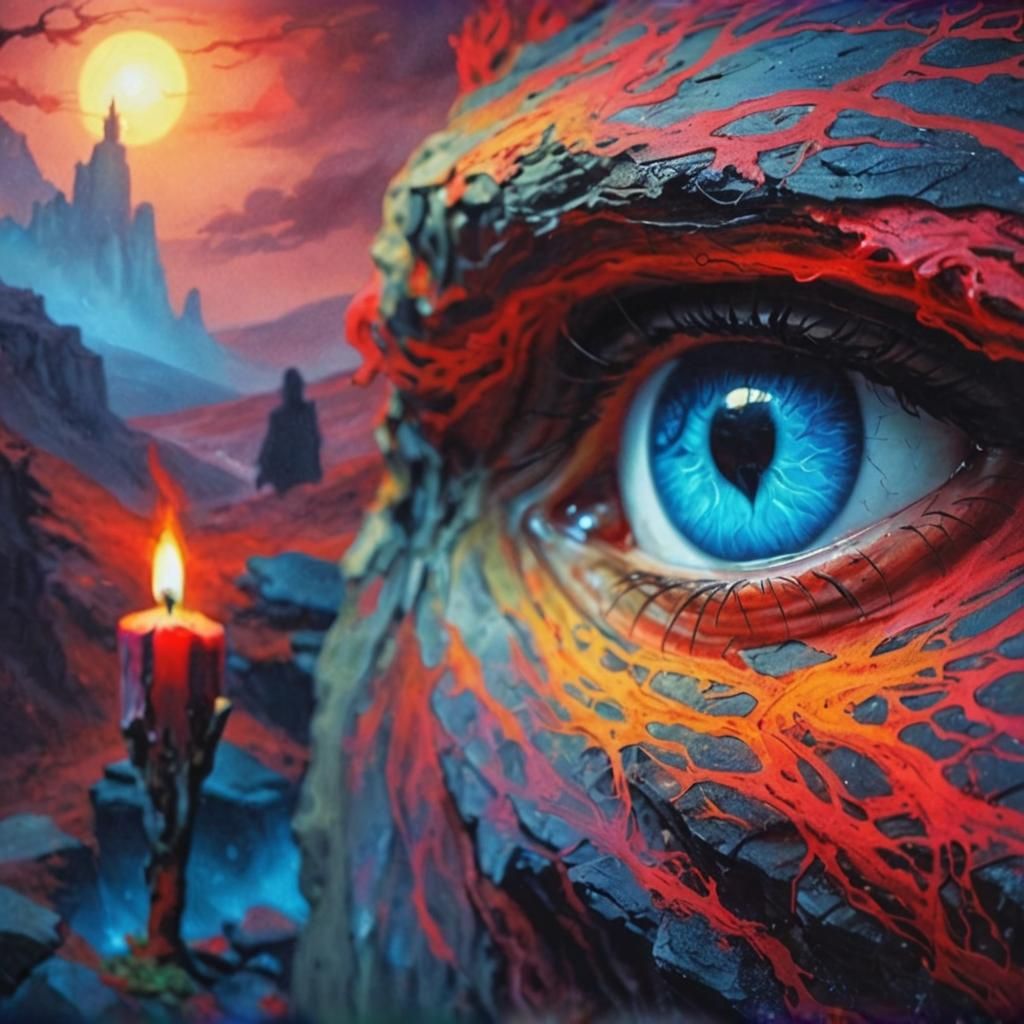 Dark Romanticism Hooded Figure Overlooking Desolate Landscap...