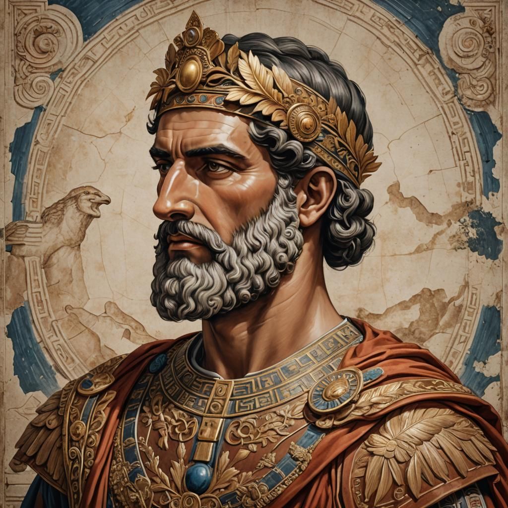 Ancient Greek King Portrait in Realistic Style
