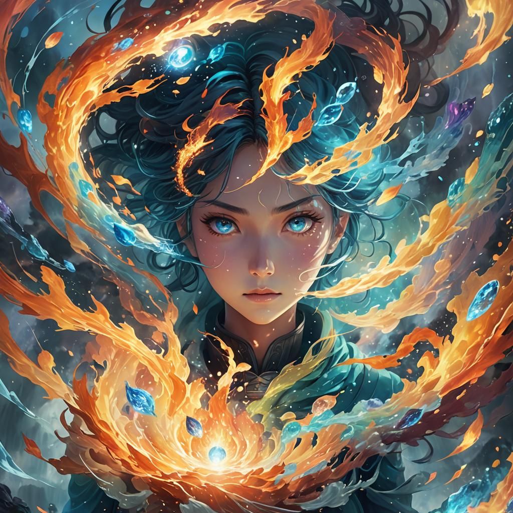 Surreal Anime Elements Merge in Dreamlike Vortex