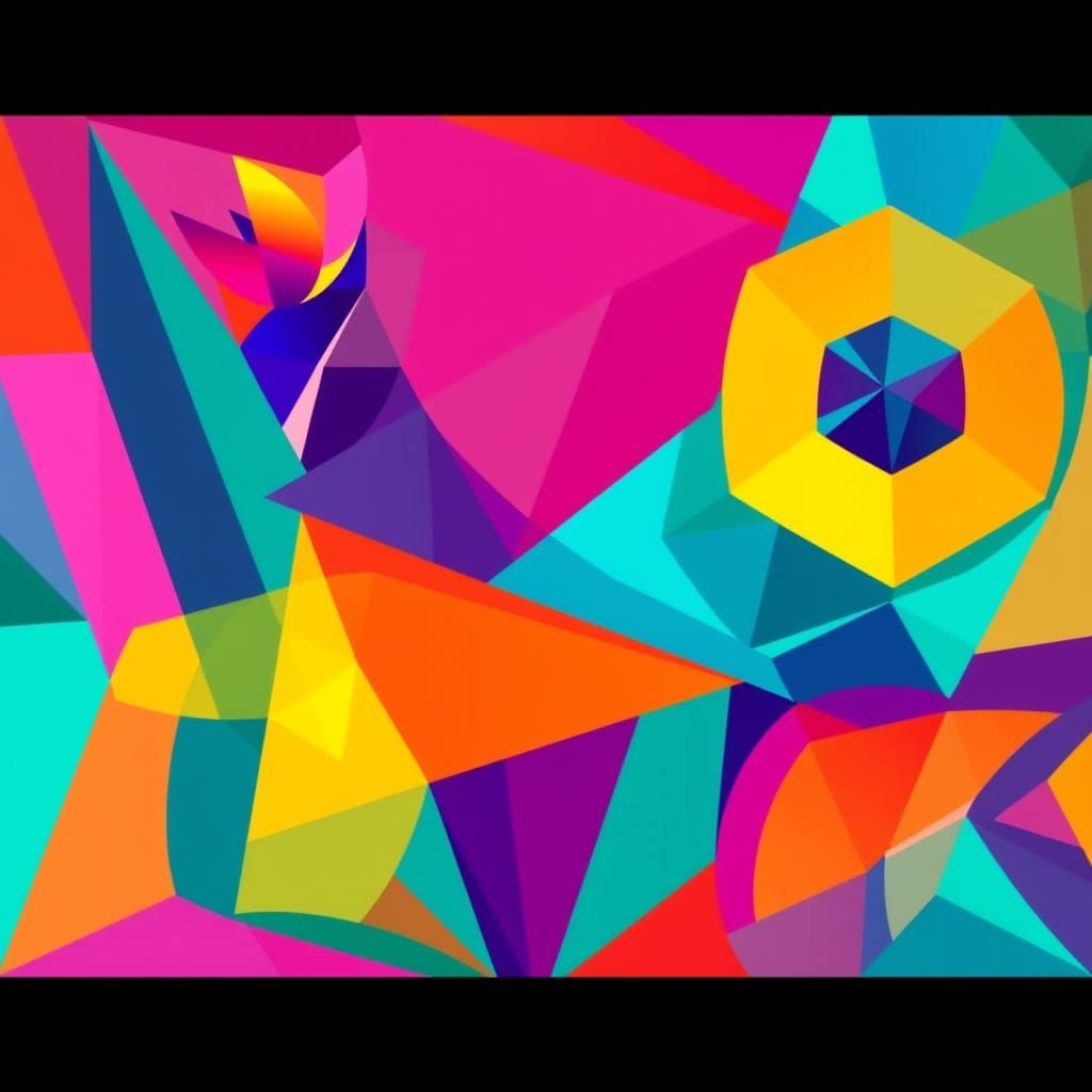 Vibrant Hydra in Cubist Art Deco Style