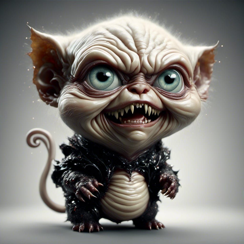 Excited Gollum Kitten Portrait with Buggy Eyes