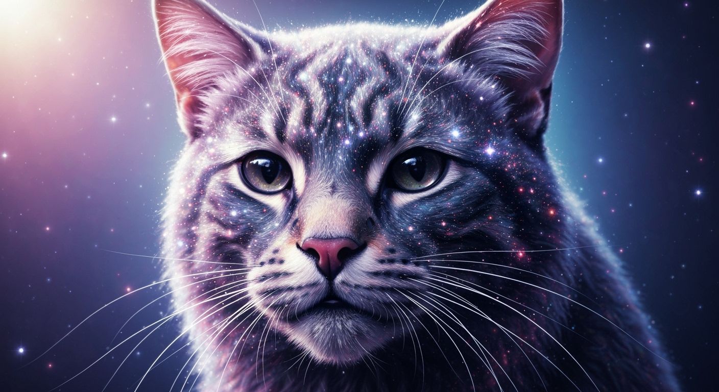 Cosmic Feline Portrait: Starlight Fur & Nebula Eyes