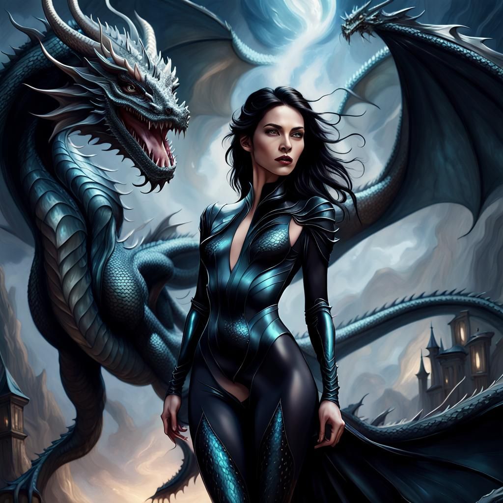 Dragon Rider in Dark Fantasy Style