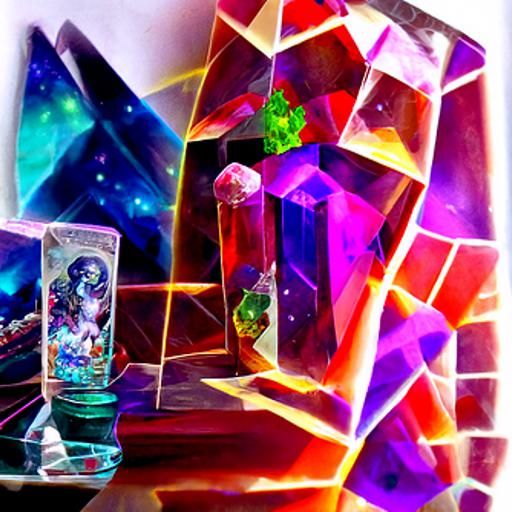 Cosmic Crystal Shop: Holographic Astral Illustration